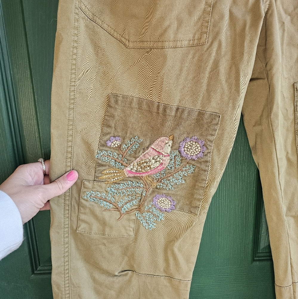 Sundance Olive Embroidered Cargo Pants - Picture 3 of 9